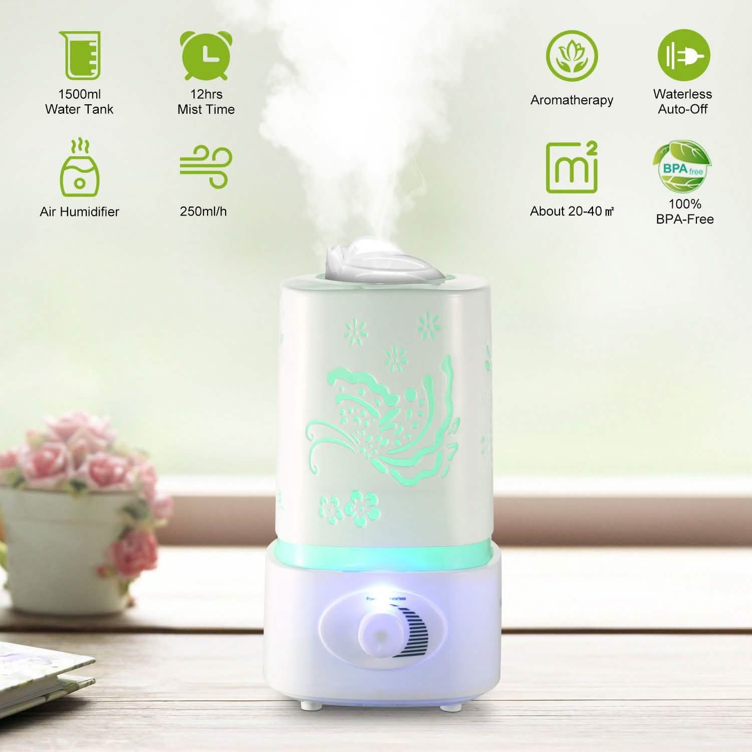 1500ml Ultrasonic Aroma Essential Oil Diffuser DailySale