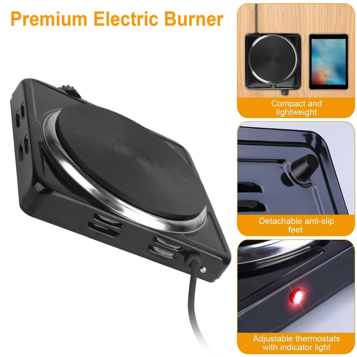 1500W Portable Heating Hot Plate Stove Countertop with Non Slip Rubber DailySale