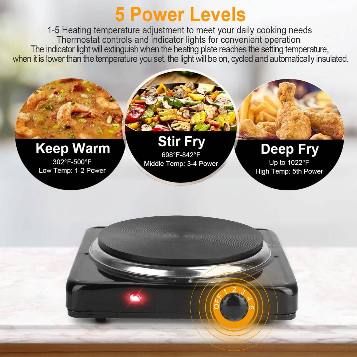 1500W Portable Heating Hot Plate Stove Countertop with Non Slip Rubber DailySale