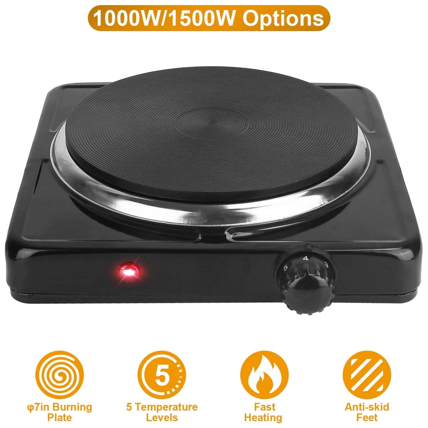 1500W Portable Heating Hot Plate Stove Countertop with Non Slip Rubber DailySale