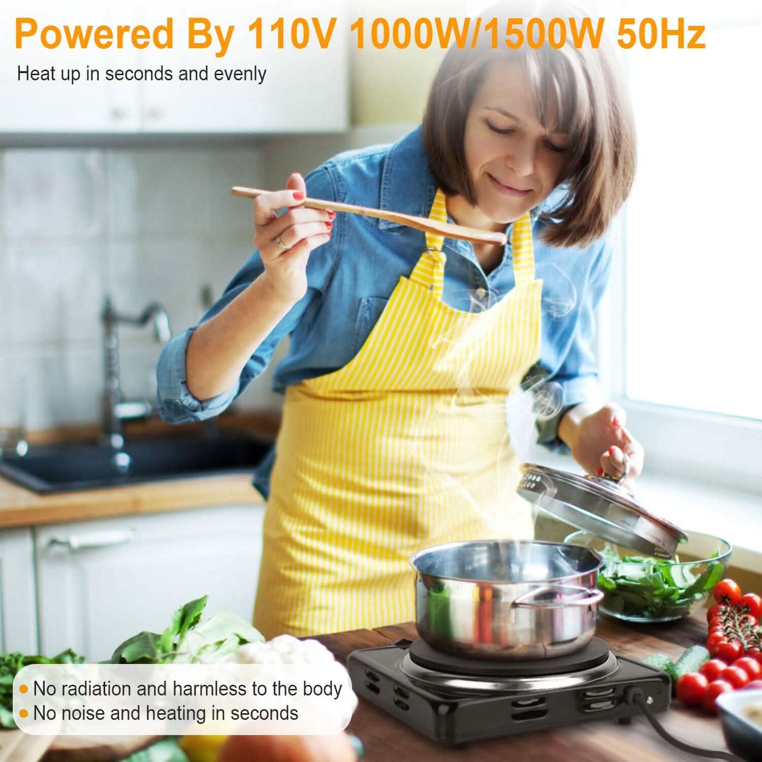 1500W Portable Heating Hot Plate Stove Countertop with Non Slip Rubber DailySale