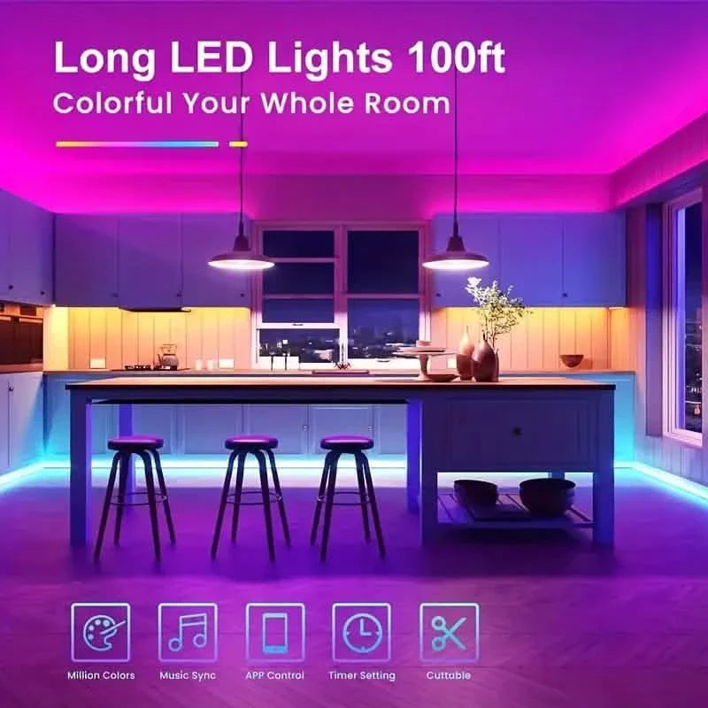 150FT Smart Led RGB LED Lights Music Sync Color Changing Light with App DailySale