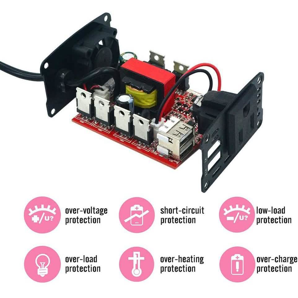 150W Car Power Inverter 12V DC to 110V AC Converter with 3.1A Dual USB Car Charger DailySale