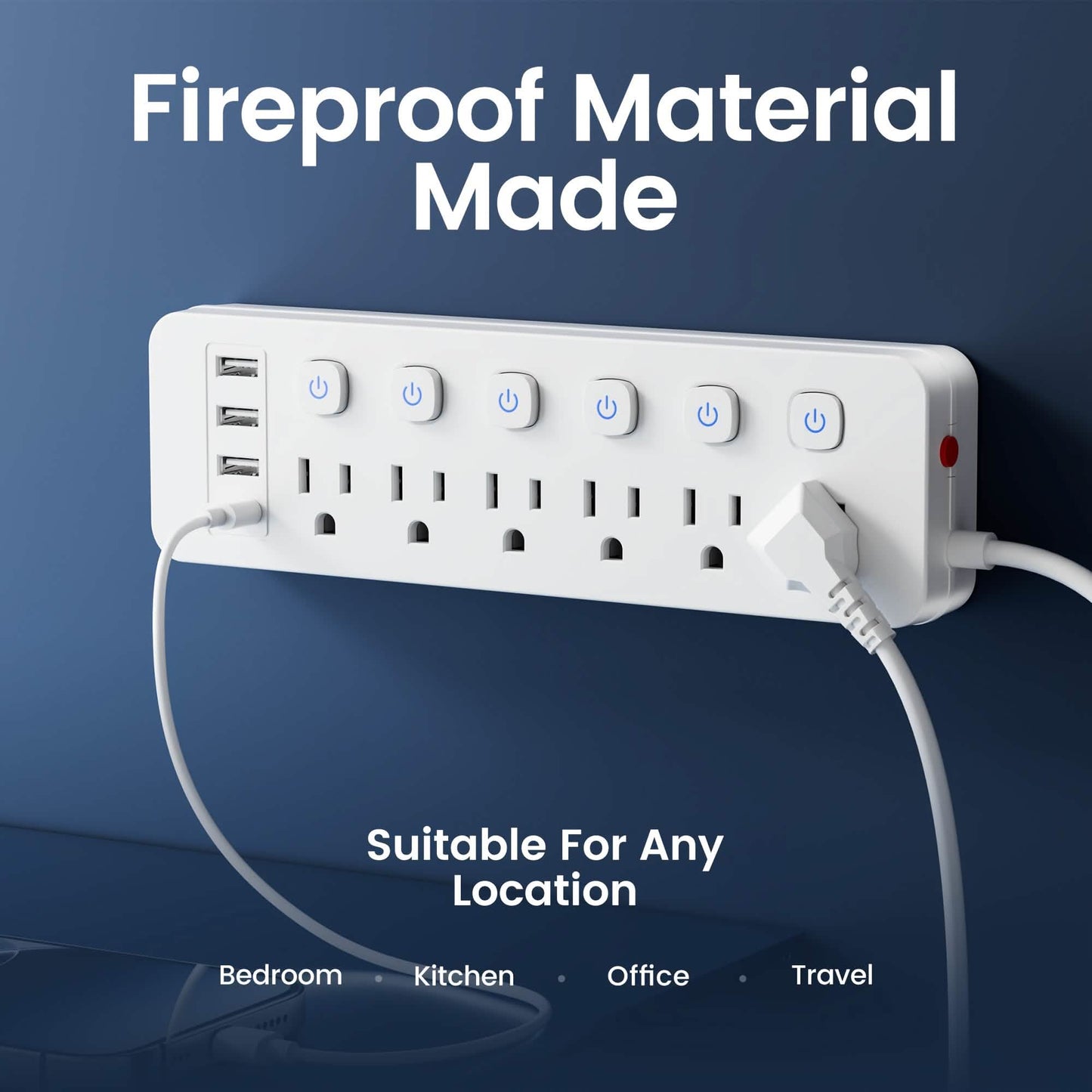10-in-1 Multi-Outlet Power Strip – 6 AC, 3 USB-A, 1 Type-C DailySale