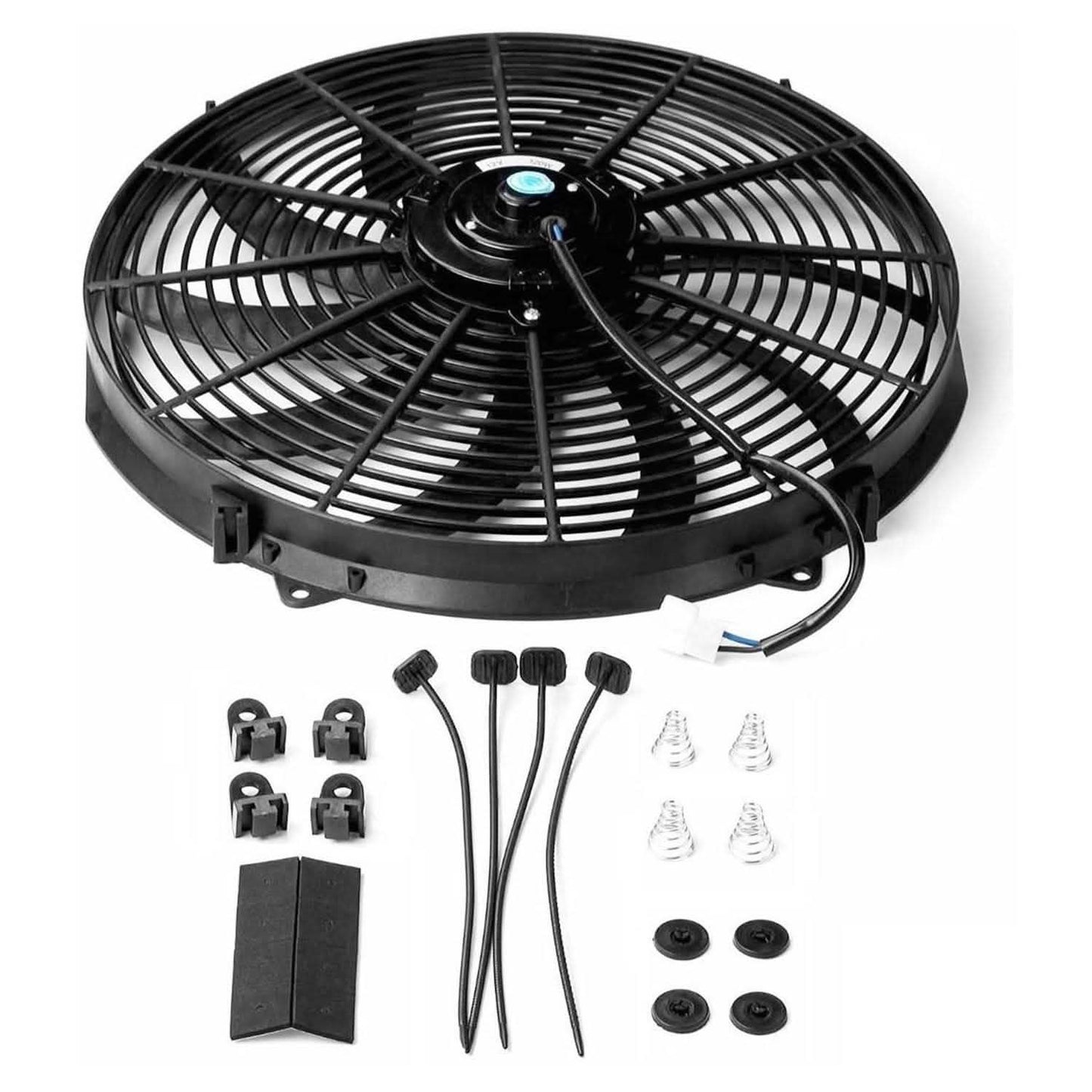 16" Electric Radiator Cooling Fan 12V 120W 10 Blades Car Thermostat Kit DailySale