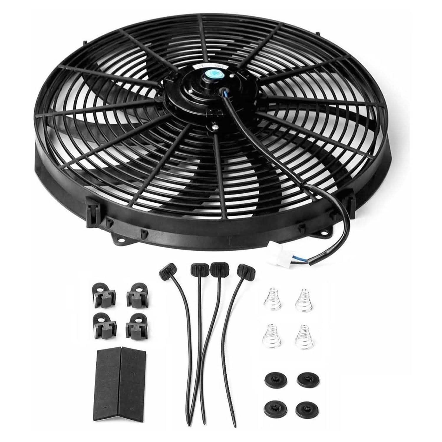 16" Electric Radiator Cooling Fan 12V 120W 10 Blades Car Thermostat Kit DailySale