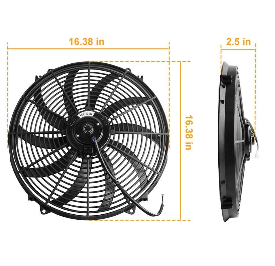 16" Electric Radiator Cooling Fan 12V 120W 10 Blades Car Thermostat Kit DailySale