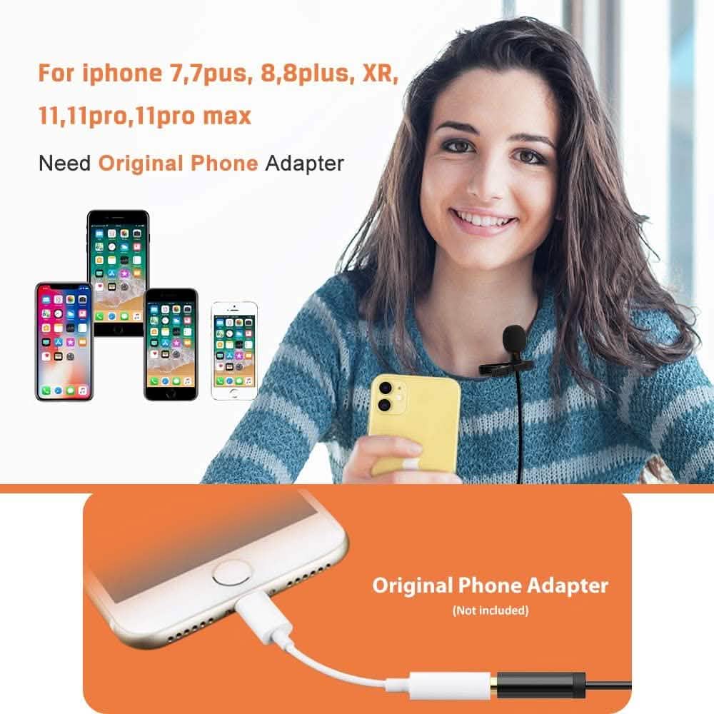 16 Feet Single Head Lavalier Lapel Microphone Omnidirectional Condenser Mic DailySale
