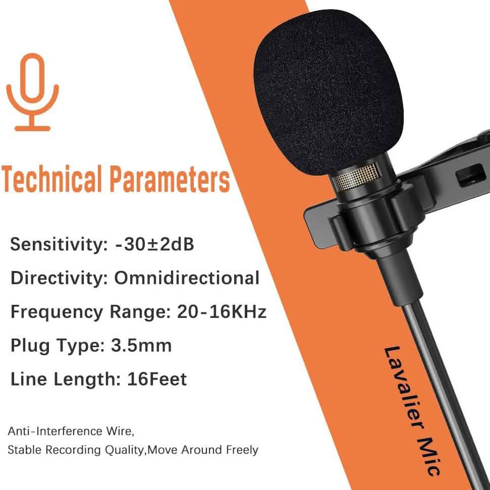 16 Feet Single Head Lavalier Lapel Microphone Omnidirectional Condenser Mic DailySale