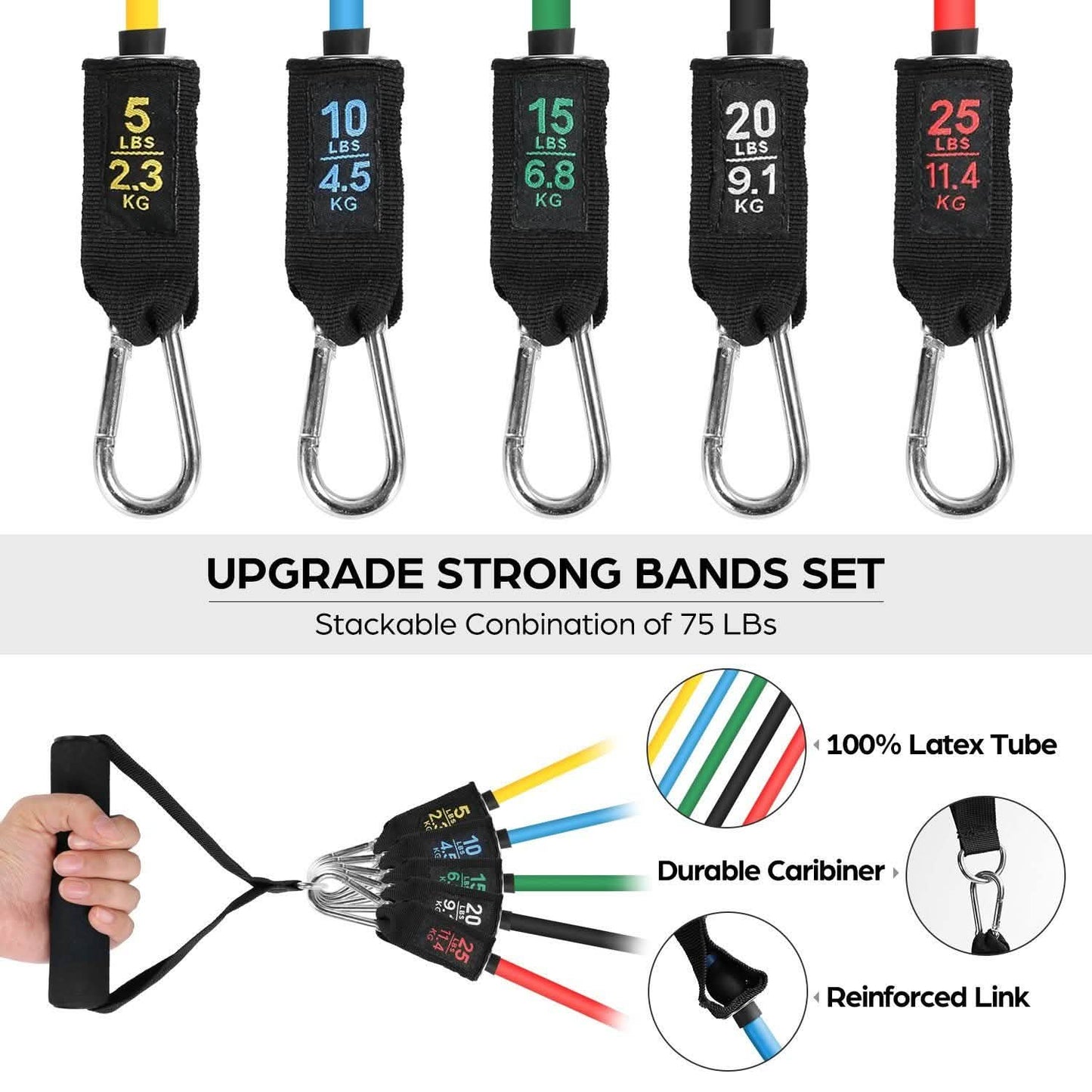 16-Pieces: Resistance Bands Set for Burning Fat & Muscle Strength DailySale