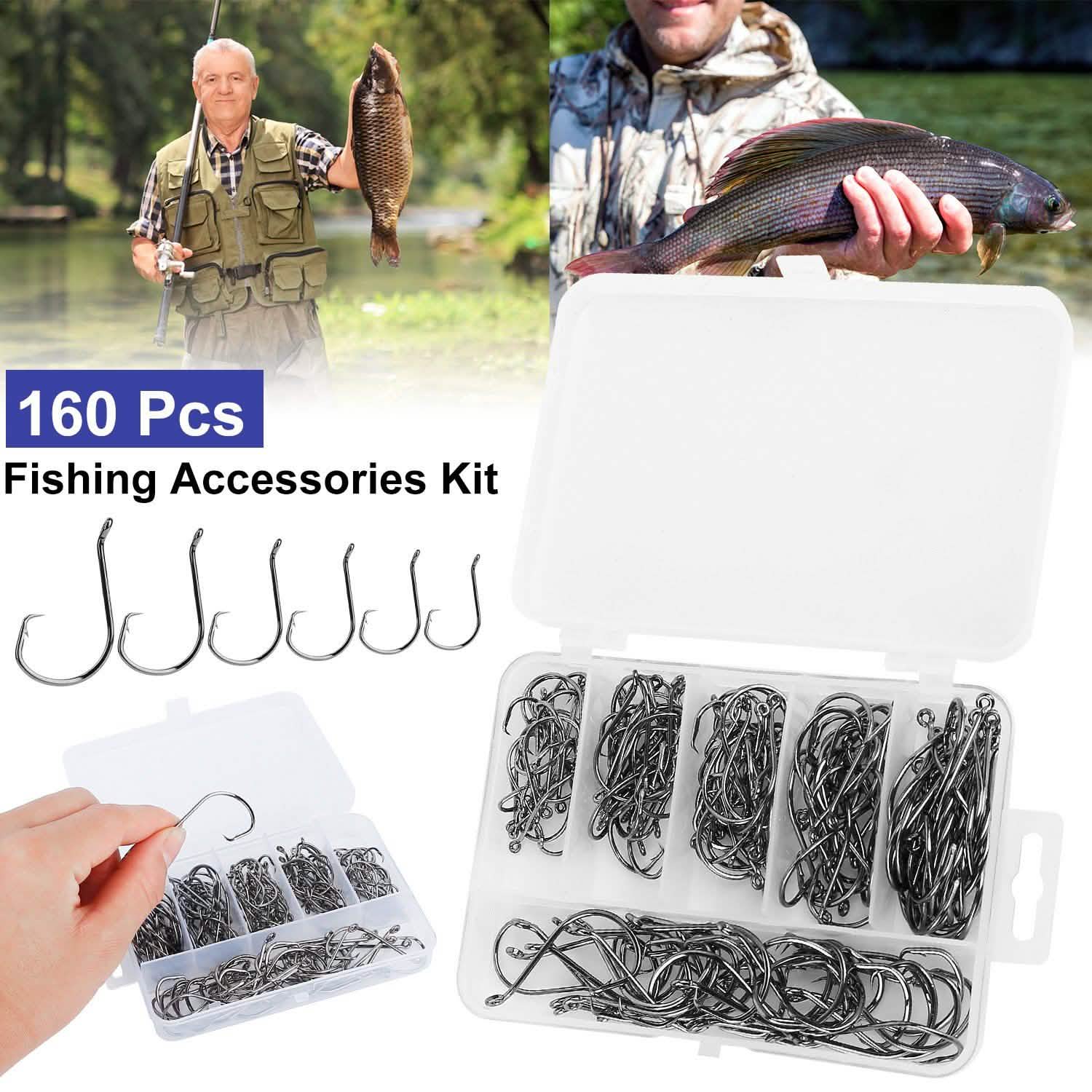 160-Piece: Offset Fishing Hooks Kit DailySale