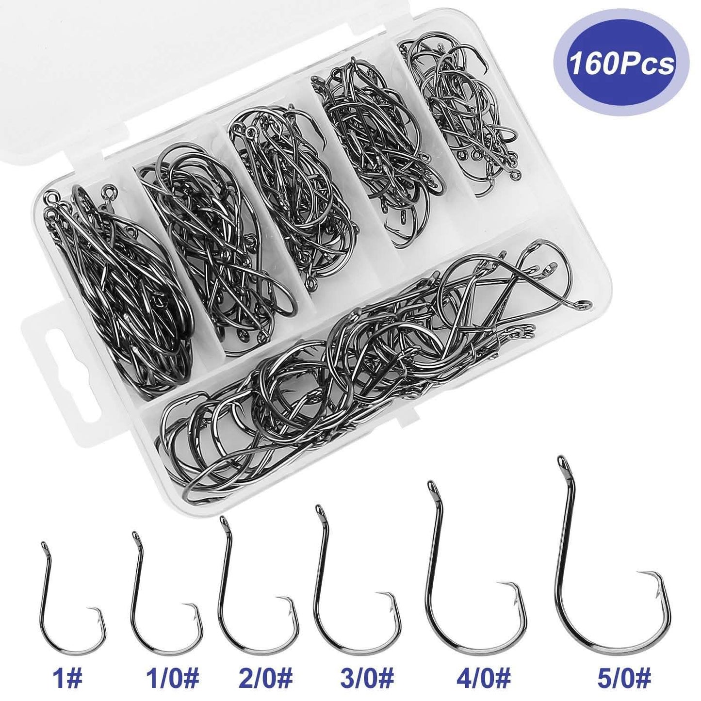 160-Piece: Offset Fishing Hooks Kit DailySale