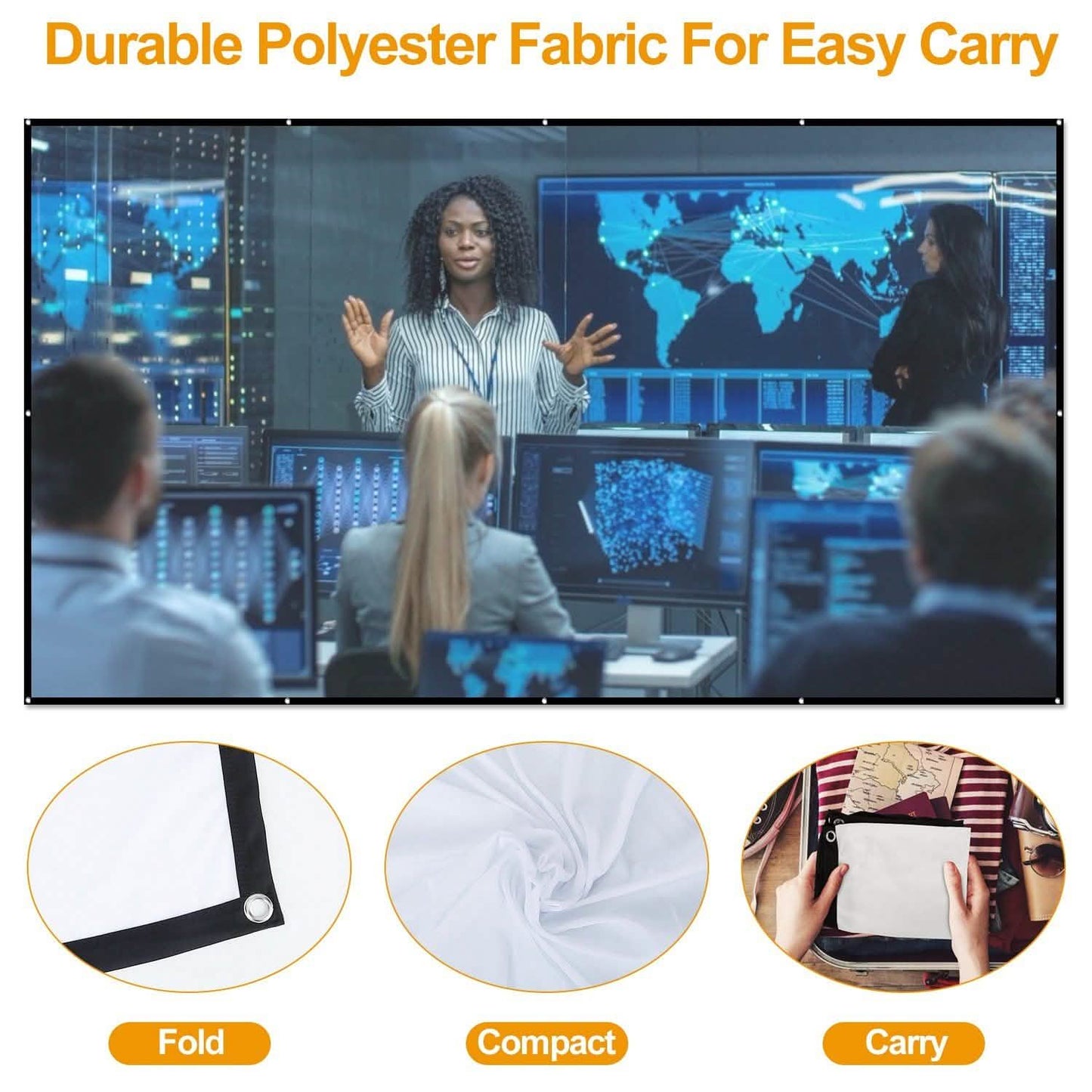 16:9 Foldable Projector Screen Anti-Crease Wall Mounted DailySale