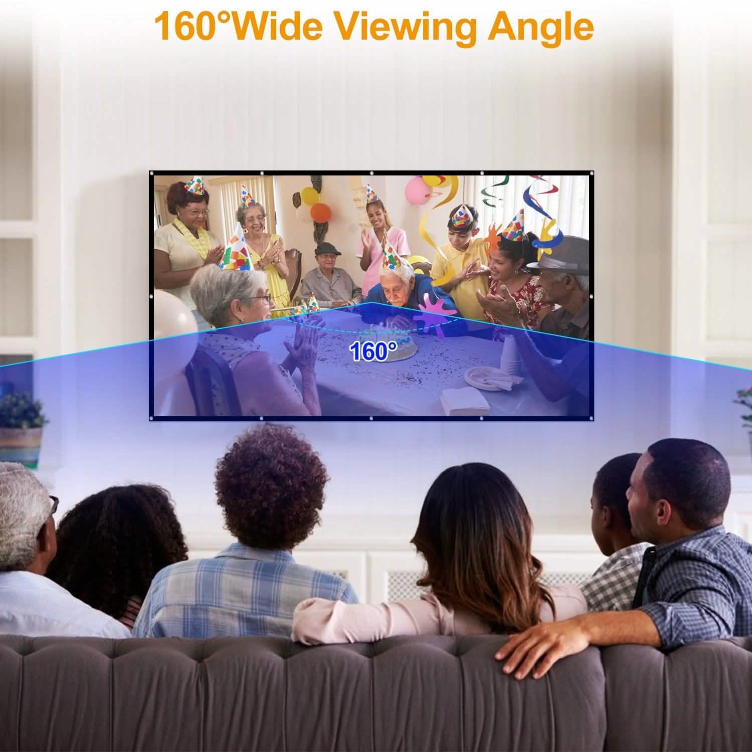 16:9 Foldable Projector Screen Anti-Crease Wall Mounted DailySale