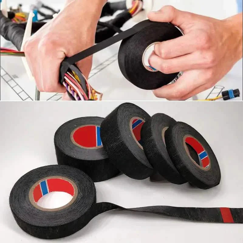 5-Meter Heat-Resistant Electrical Tape – Black Polyester for Car & Cable Management DailySale
