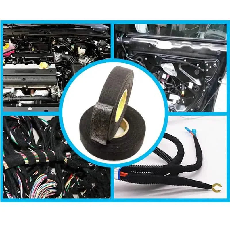 5-Meter Heat-Resistant Electrical Tape – Black Polyester for Car & Cable Management DailySale