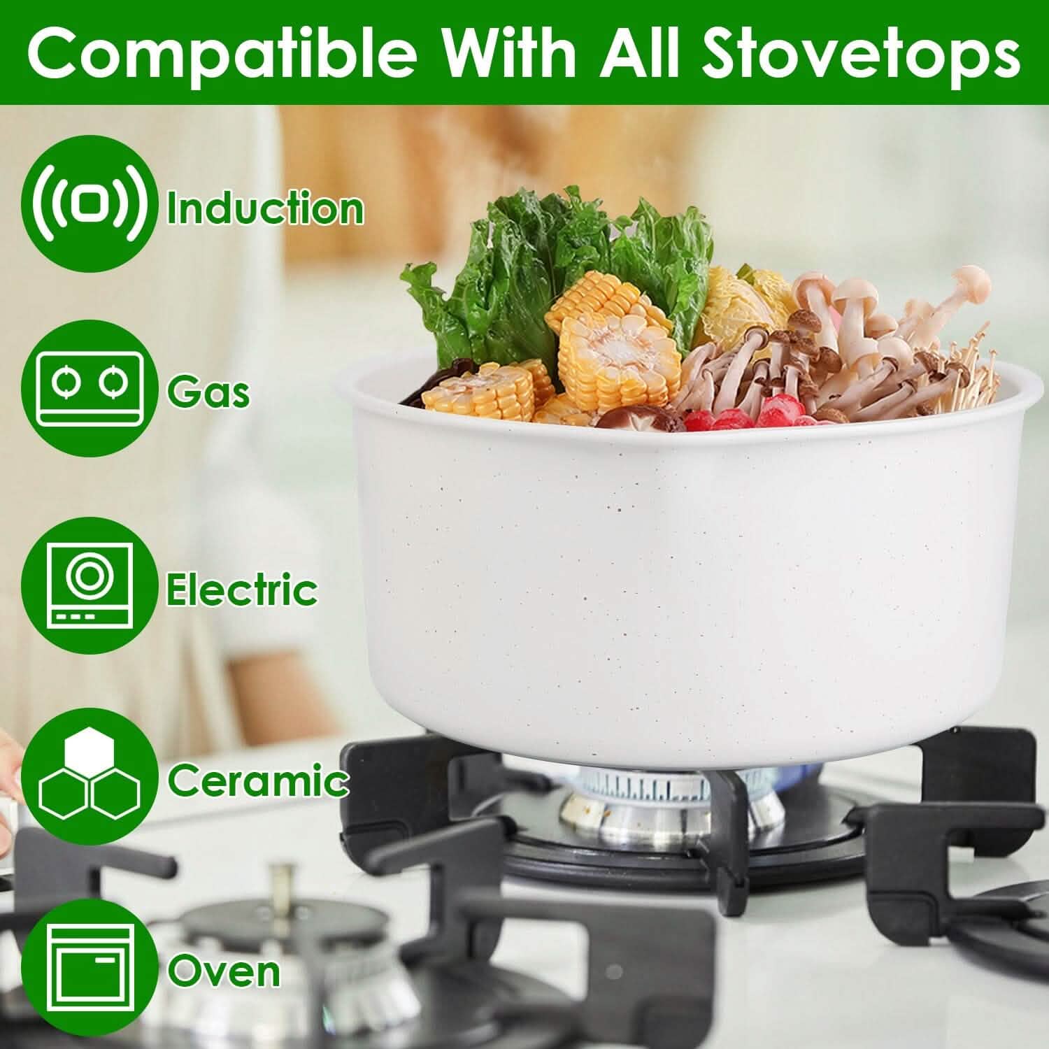 17-Pieces: Nonstick Cookware Set Induction Kitchen Pots and Pans DailySale