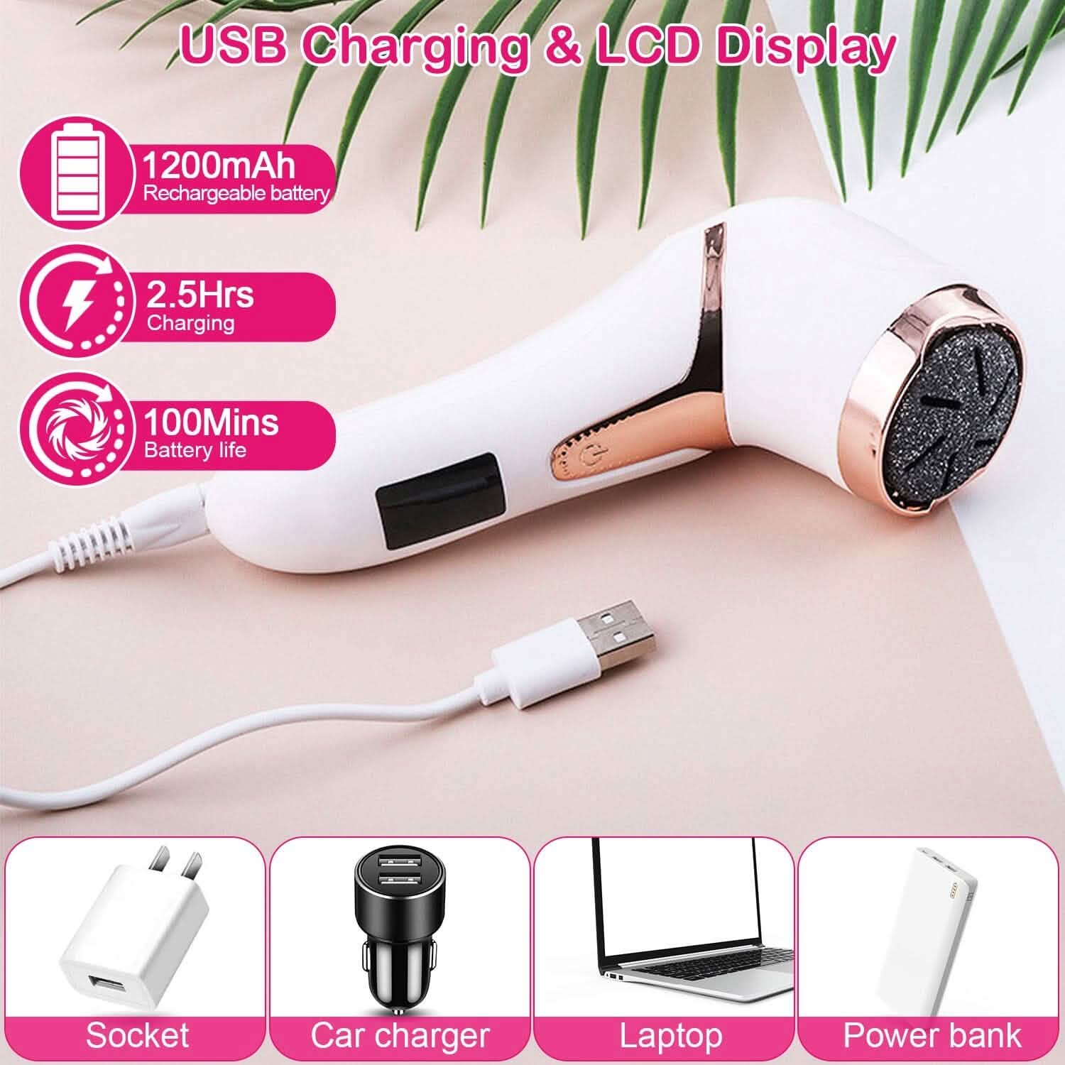 17-Pieces Set: Electric Foot Callus Remover with Vacuum Foot Grinder Rechargeable DailySale