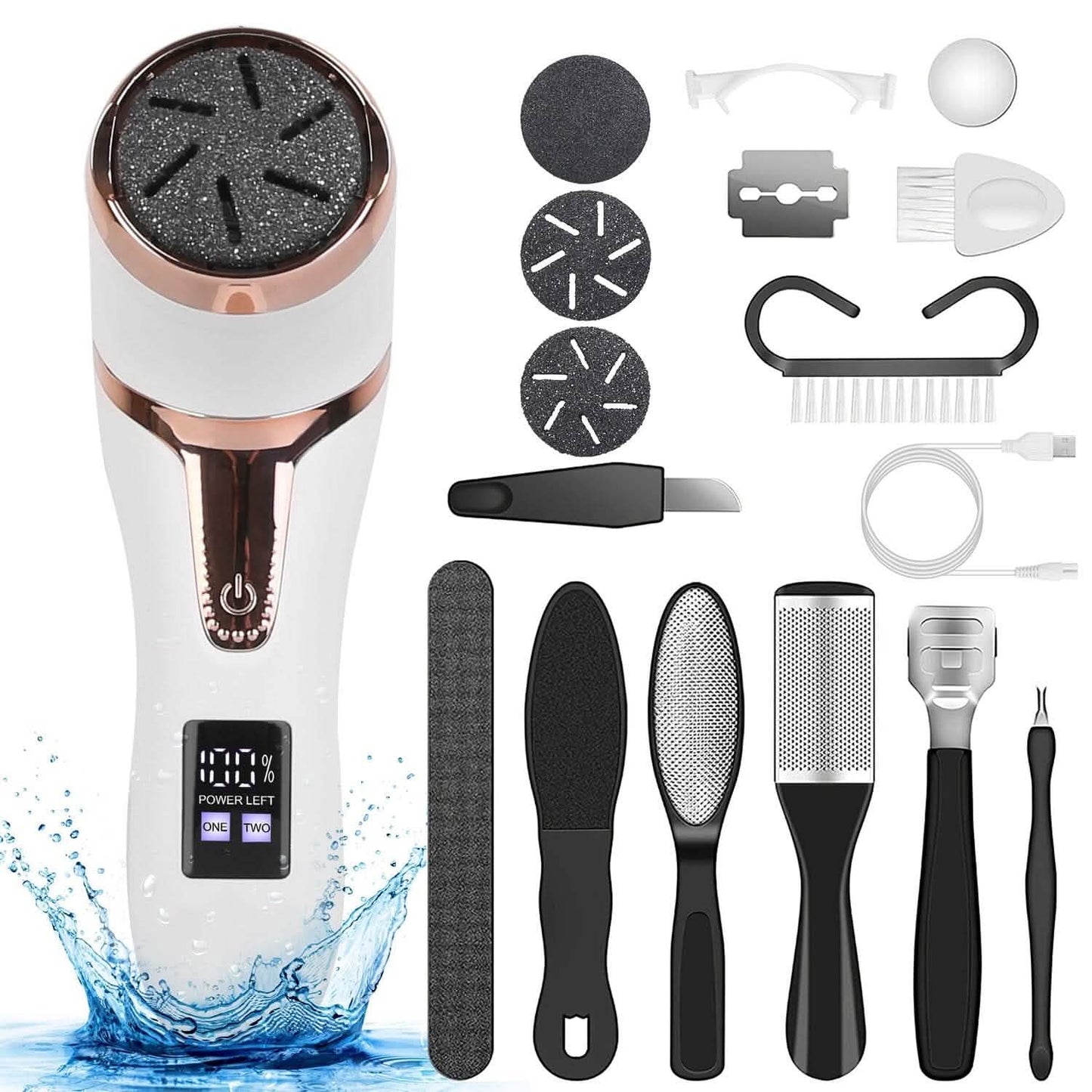 17-Pieces Set: Electric Foot Callus Remover with Vacuum Foot Grinder Rechargeable DailySale