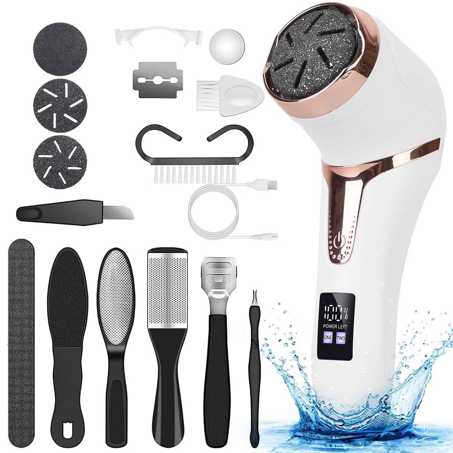 17-Pieces Set: Electric Foot Callus Remover with Vacuum Foot Grinder Rechargeable DailySale