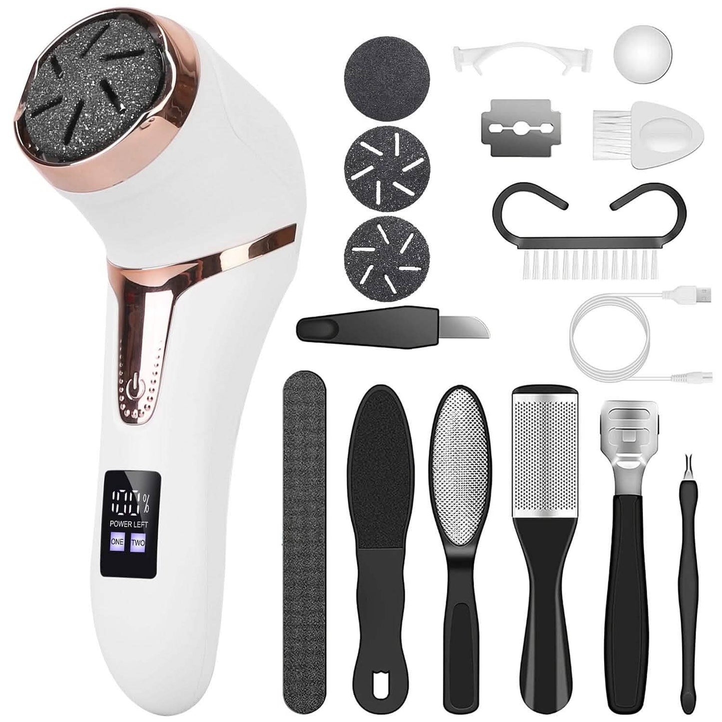 17-Pieces Set: Electric Foot Callus Remover with Vacuum Foot Grinder Rechargeable DailySale