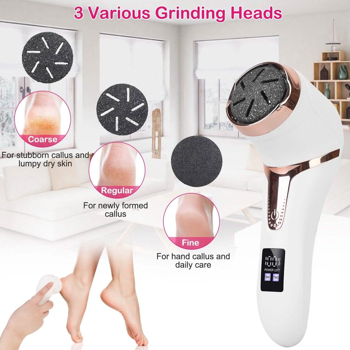 17-Pieces Set: Electric Foot Callus Remover with Vacuum Foot Grinder Rechargeable DailySale