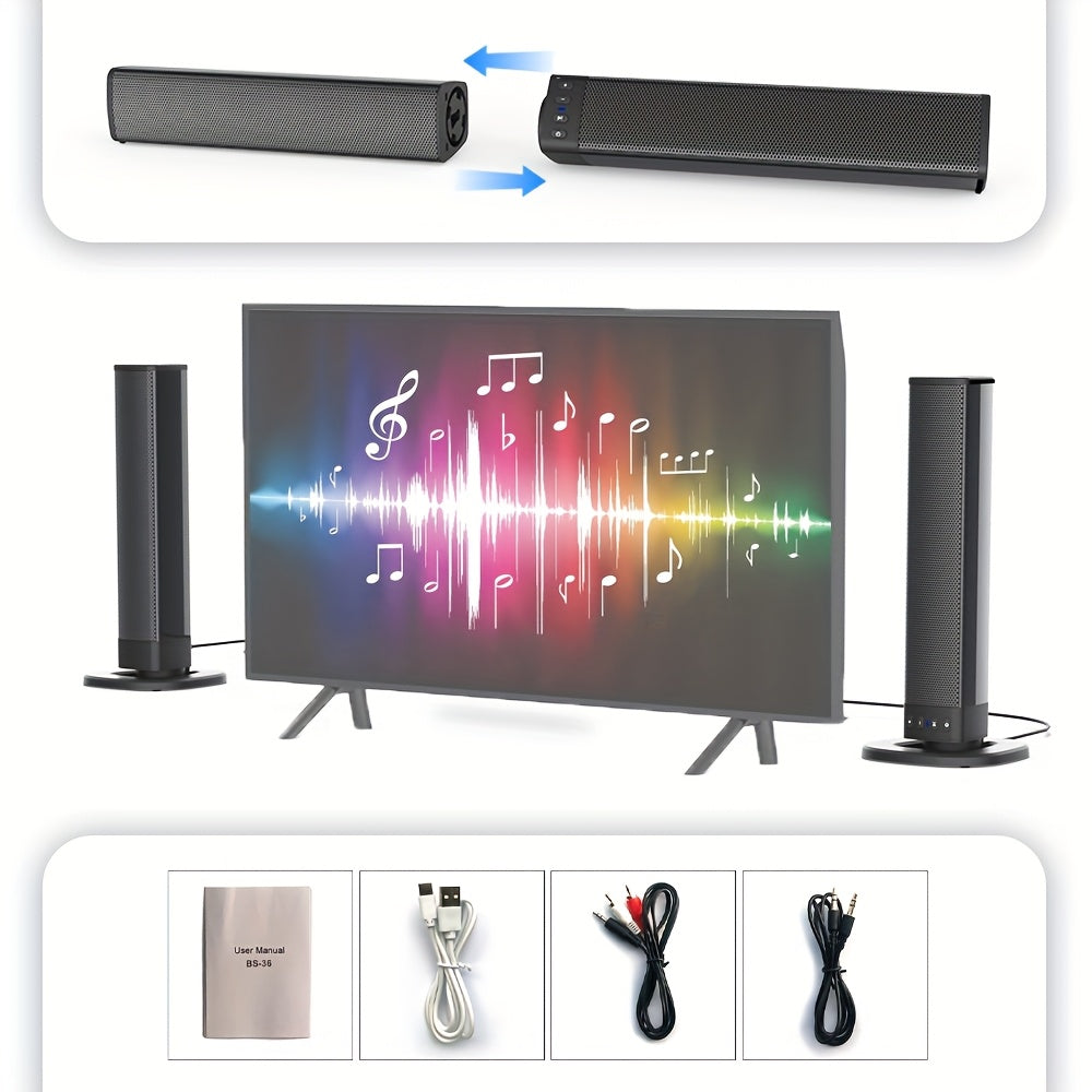 Wireless Soundbar for TV – 2-in-1 Detachable Bluetooth Speaker DailySale