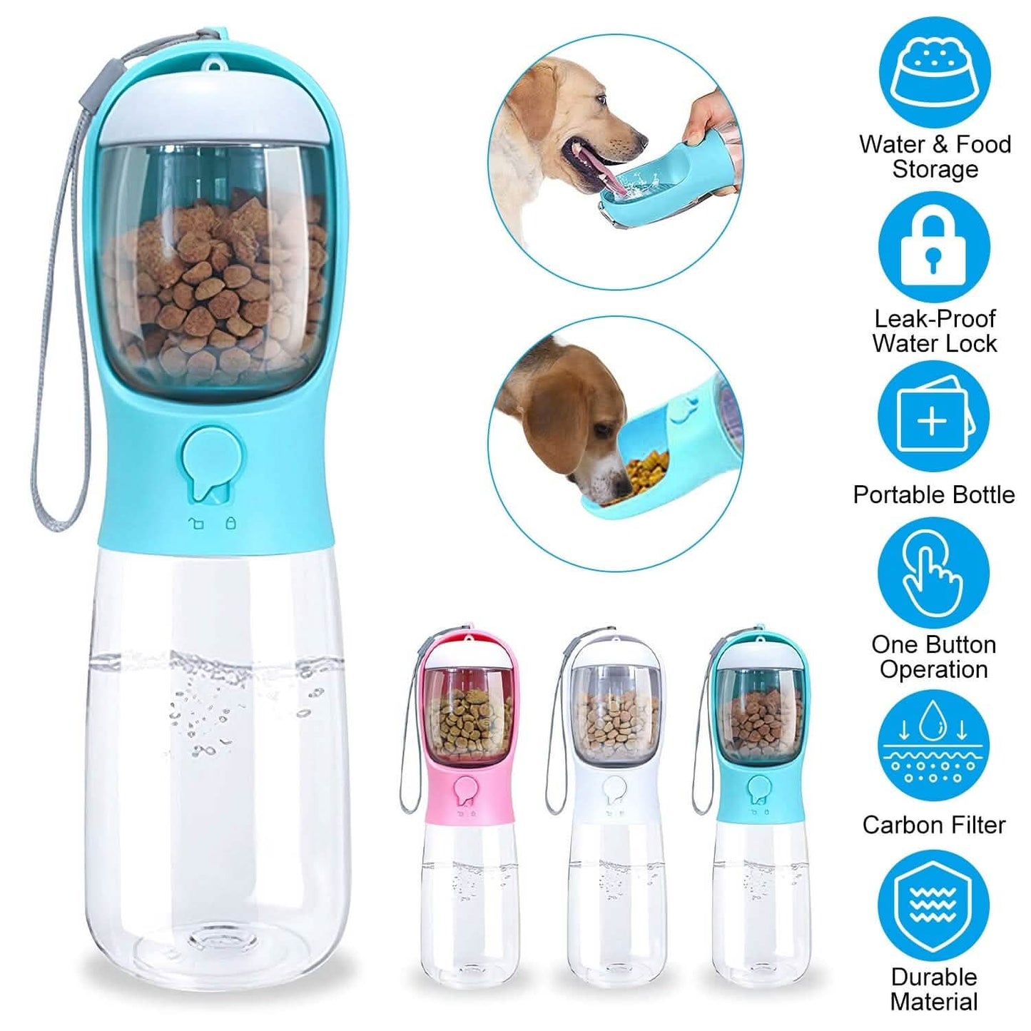 18.6 oz Portable Dog Water Dispenser with Detachable Food Container DailySale