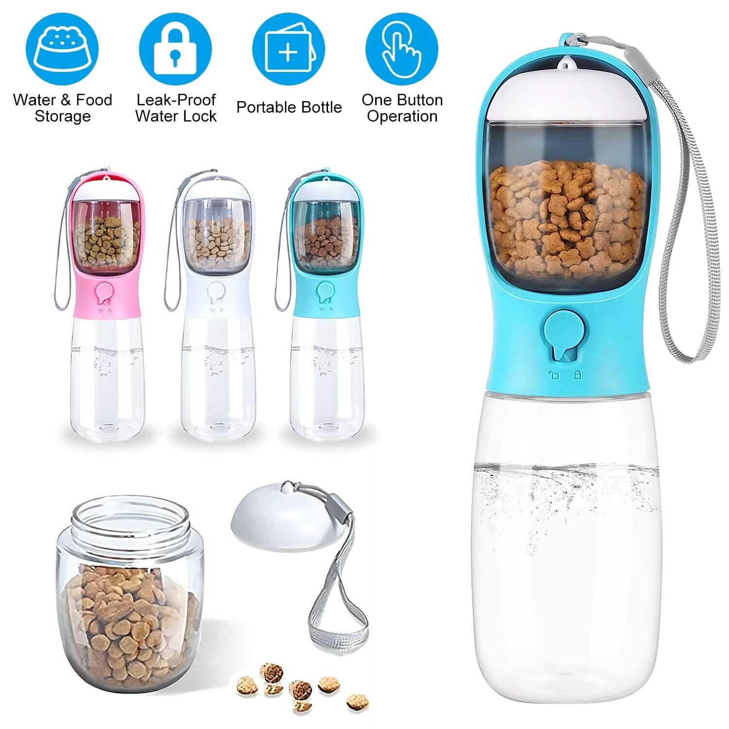 18.6 oz Portable Dog Water Dispenser with Detachable Food Container DailySale
