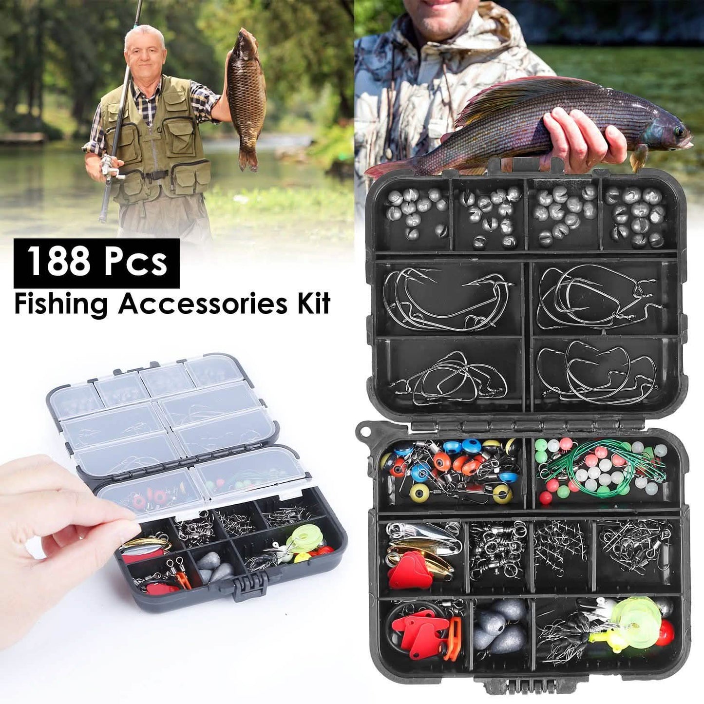 188-Pieces: Portable Fishing Accessory Kit with Tackle Box DailySale