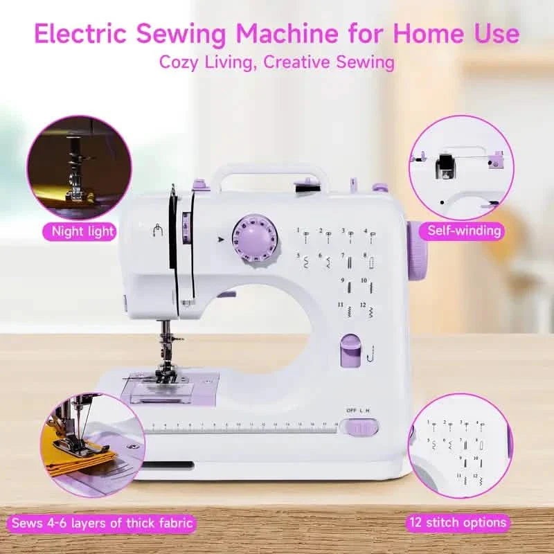 Pro Portable Electric Sewing Machine – 12 Stitches, Adjustable Speed, Multifunctional DailySale