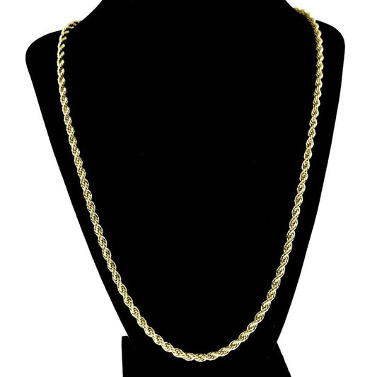 18K 3mm Solid Gold Rope Chain Necklace Men Women DailySale