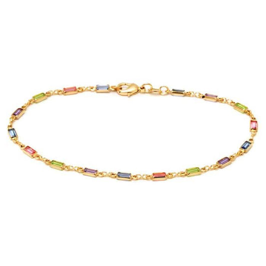 18K Gold Anklet Made with Swarovski Elements DailySale