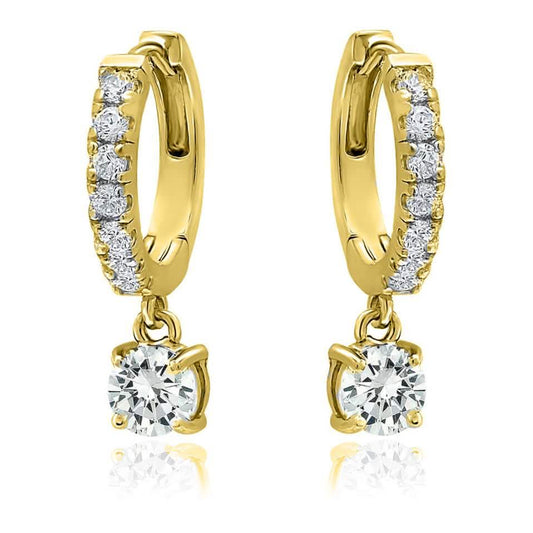 18K Gold Dangle Crystal Drop Huggie Earrings DailySale