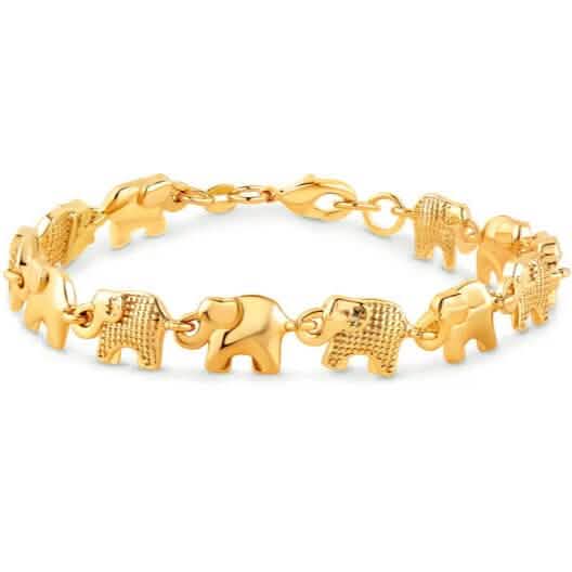 18K Gold Elephant Bracelet For Women 8" DailySale