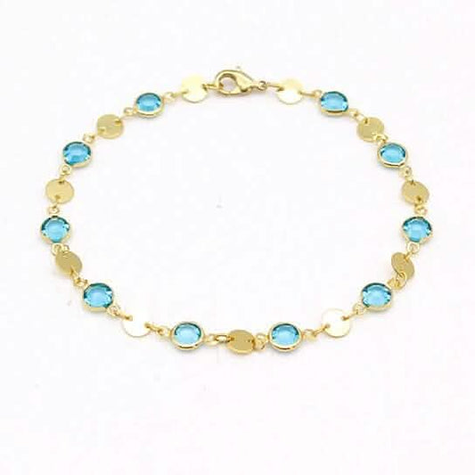 18k Gold Filled High Polish Finish Aquamarine Crystal Ankle Bracelet DailySale