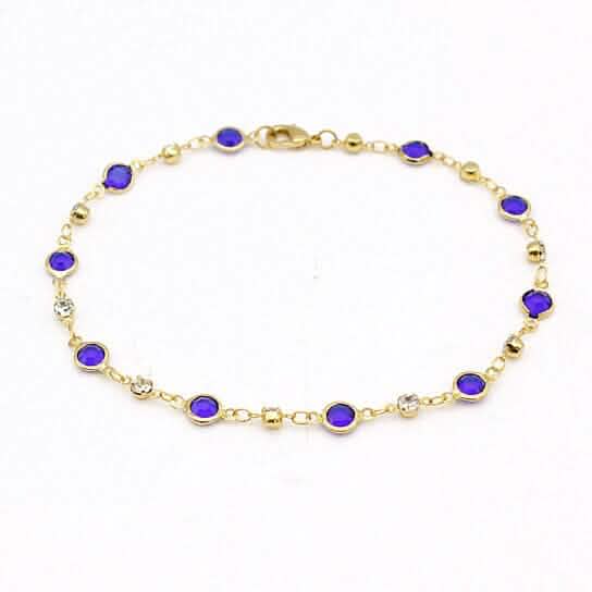 18k Gold Filled High Polish Finish Blue Crystal Ankle Bracelet DailySale