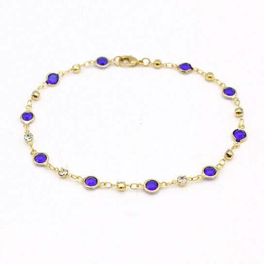 18k Gold Filled High Polish Finish Blue Crystal Ankle Bracelet DailySale