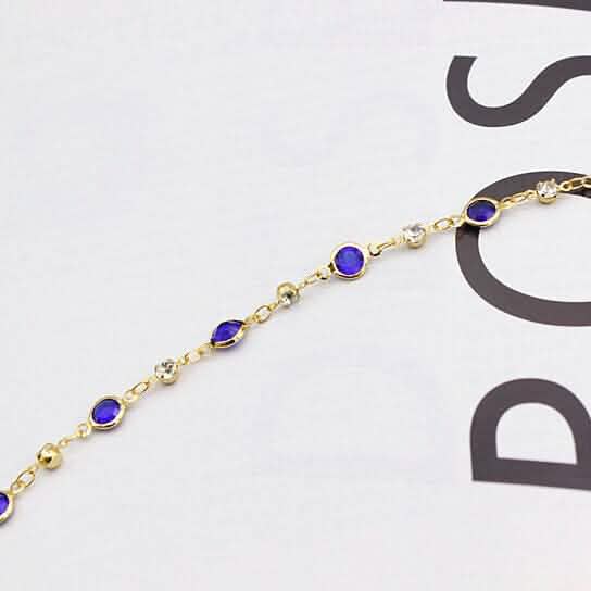 18k Gold Filled High Polish Finish Blue Crystal Ankle Bracelet DailySale