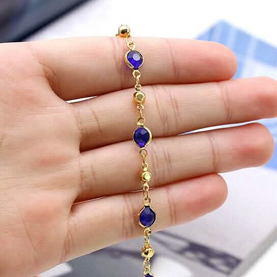 18k Gold Filled High Polish Finish Blue Crystal Ankle Bracelet DailySale