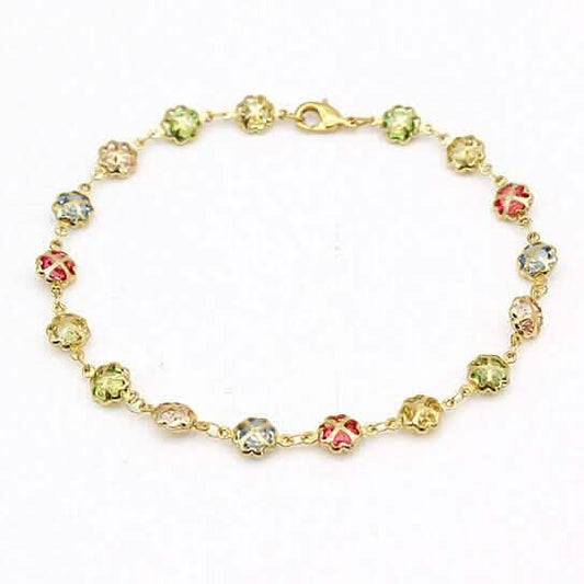 18k Gold Filled High Polish Finish Gold Multi Color Crystal Anklet DailySale