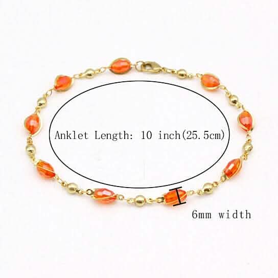 18K Gold Filled High Polish Finish Oval Crystal Ankle Bracelet DailySale