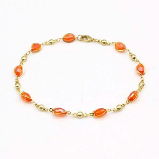 18K Gold Filled High Polish Finish Oval Crystal Ankle Bracelet DailySale