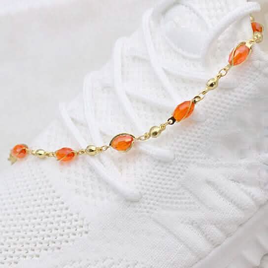 18K Gold Filled High Polish Finish Oval Crystal Ankle Bracelet DailySale