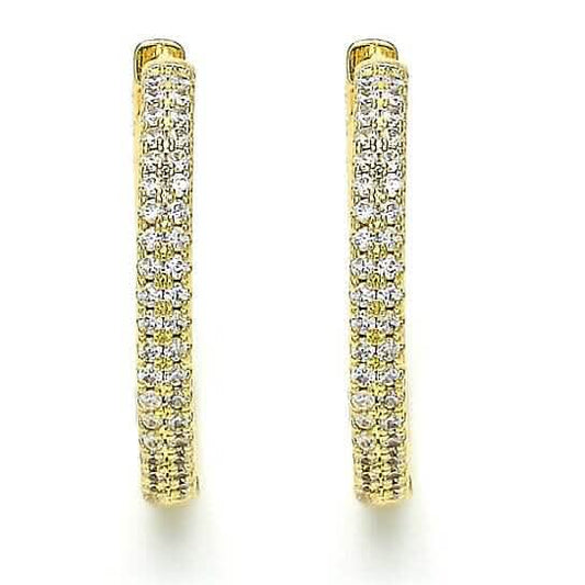 18k Gold Filled High Polish Finsh Huggie Hoop with Crystal, Golden Tone DailySale