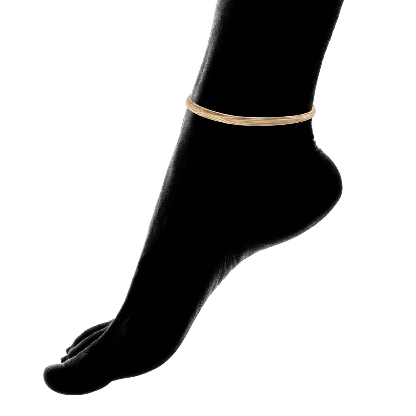 18K Gold Herringbone Anklet DailySale