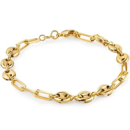 18K Gold Mariner and Paperclip Link Anklet 10" DailySale