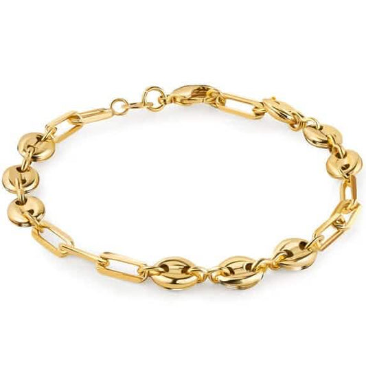 18K Gold Mariner and Paperclip Link Bracelet, 8 Inches DailySale