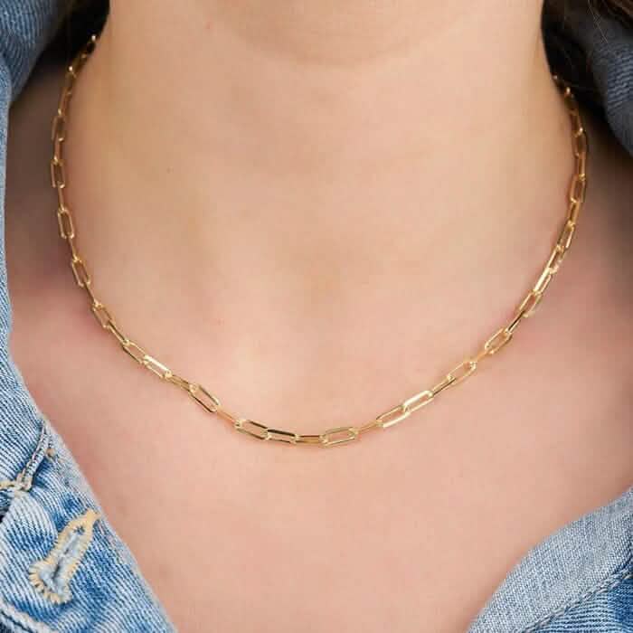 18K Gold Paperclip Link Chain Necklace DailySale