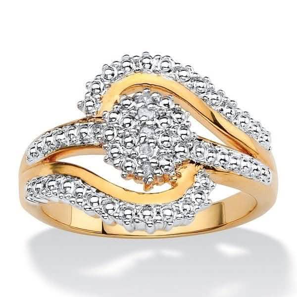 18K Gold Plated 0.15 Ct Diamond Accent Swirl Ring DailySale